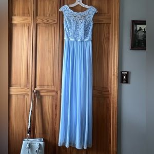 Lace Bodice Dress with Leg Slit